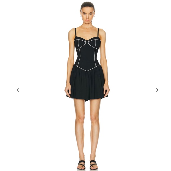55. CAROLINE CONSTAS Orella Black White Mini Dress XL NWT $395 - Picture 1 of 3